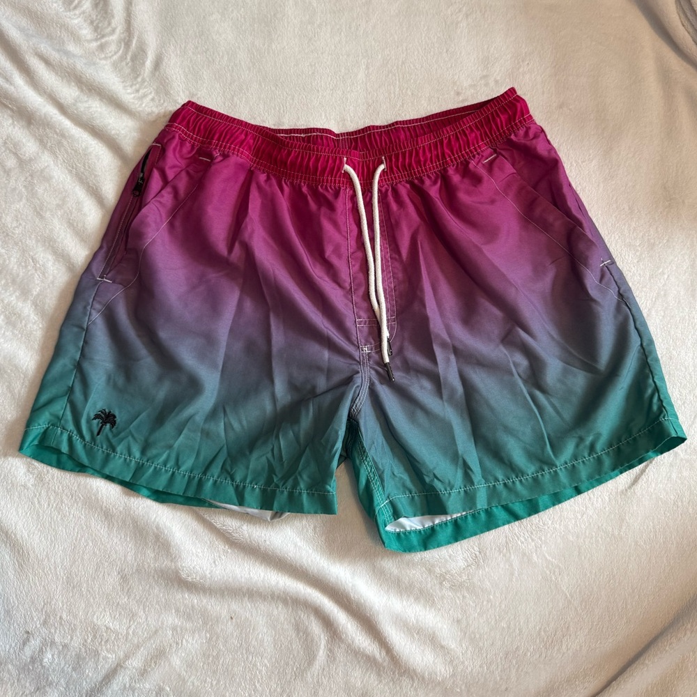 OAS Ombré Pink and Green Swim Shorts